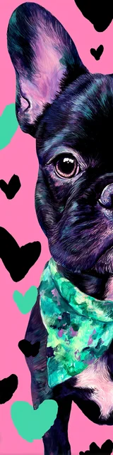 Free printable dog bookmark featuring pink frenchie bookmark